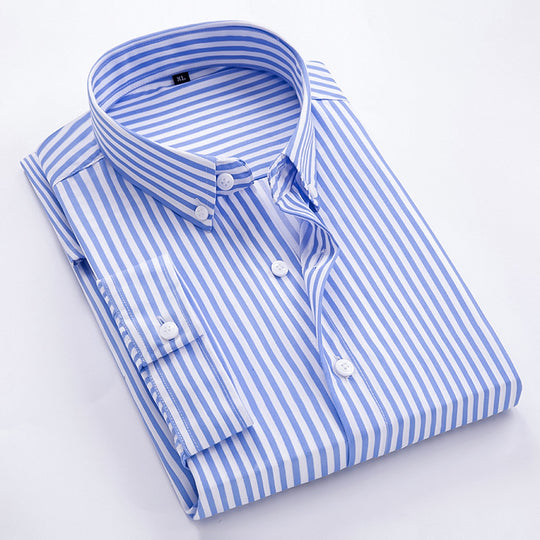 Herren nan gestreiftes Businesshemd mit Button-Down-Kragen und taillierter Silhouette EB