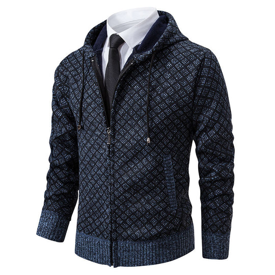Herren stylische Jacke mit modernem Wabenmuster und Kapuze EB