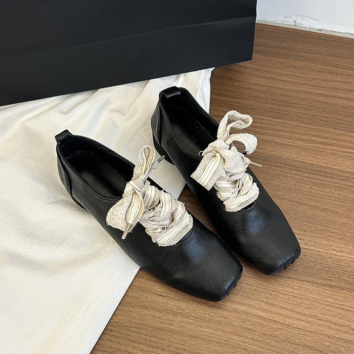 Damen elegante Schnürschuhe im Retro-Stil mit dekorativen Schleifen EB