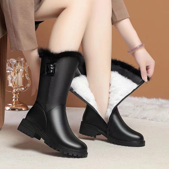 Damen Stiefeletten mit warmem Innenfutter und modischem Riemen EB