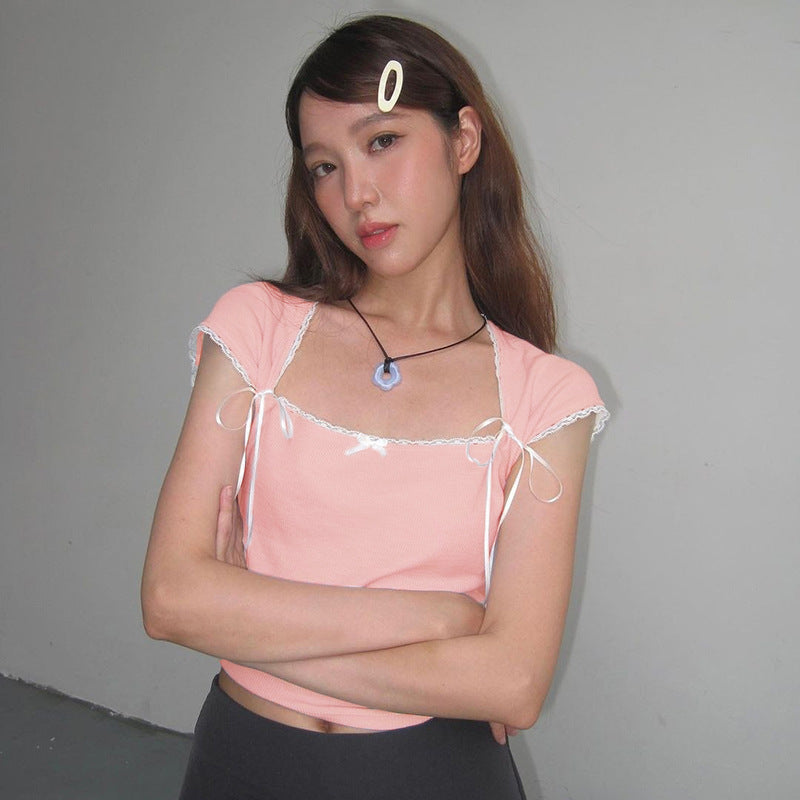 Damen Crop-Oberteil mit verstellbaren Spaghettiträgern und eleganten Knoten-Details EB