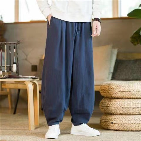 Unisex nan moderner Oversize Harem-Jogger mit tiefem Schritt, Tunnelzug und seitlichen Eingrifftaschen EB