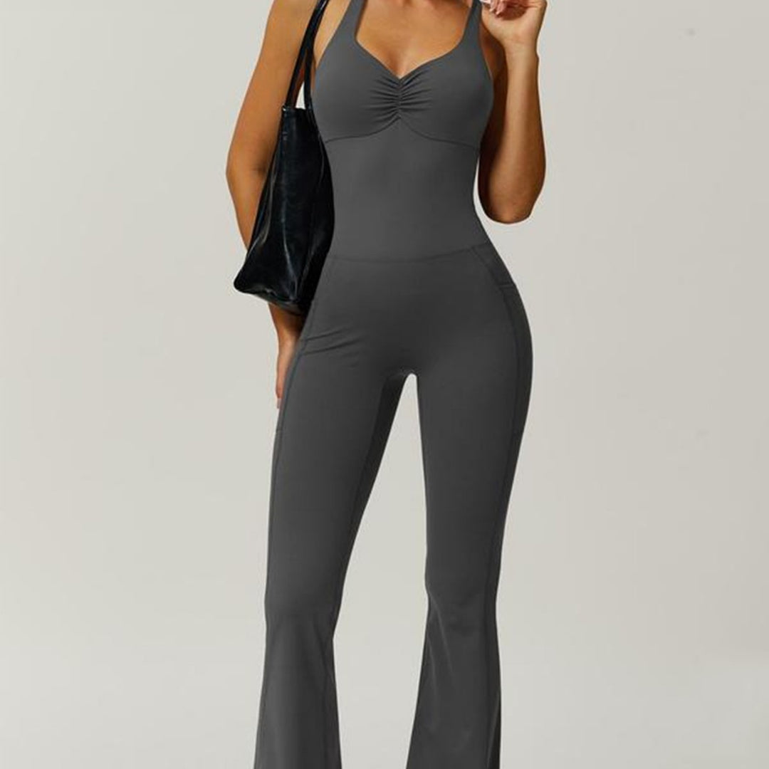 Damen Sportlicher Jumpsuit mit figurbetontem Schnitt und Trägern EB
