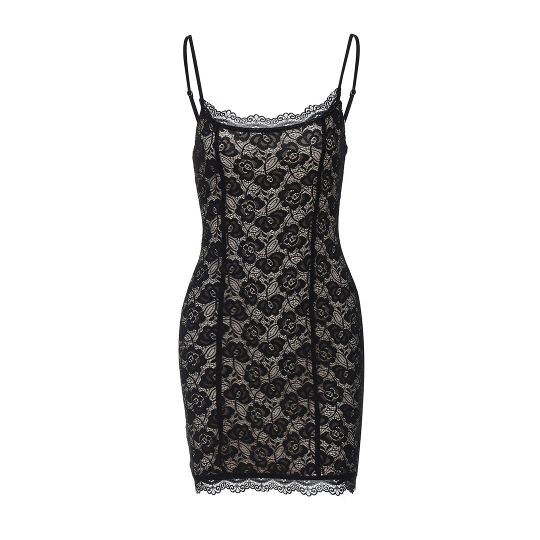 Damen Spitzenkleid mit zarten Trägern EB