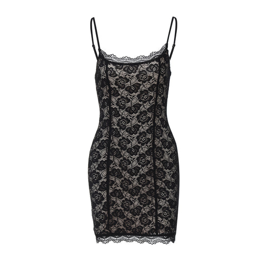 Damen Spitzenkleid mit zarten Trägern EB