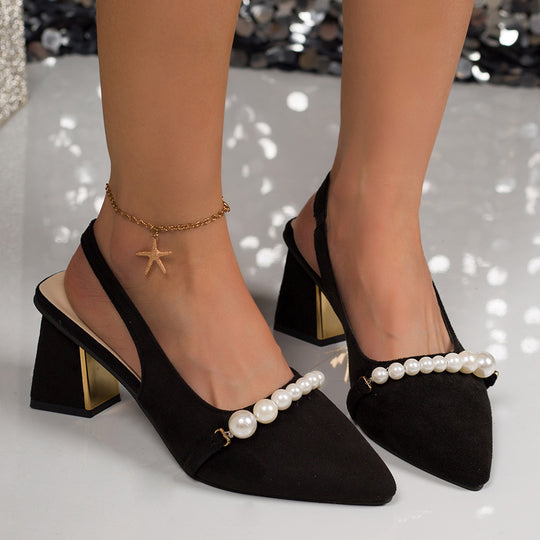 Damen Slingback-Pumps mit elegantem Perlenbesatz und stabiler Absatzhöhe EB