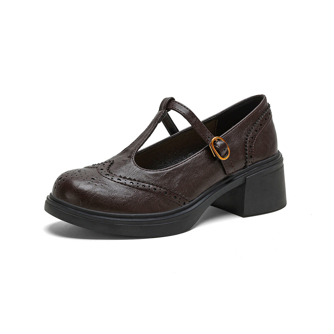 Damen Ballerinas mit modischem Riemen und stilvollem Blockabsatz EB