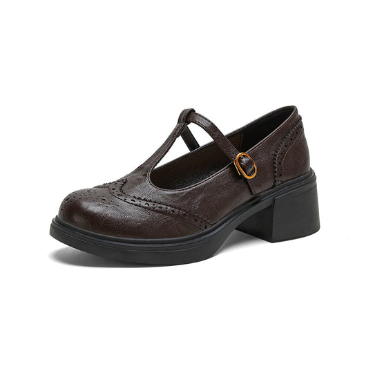 Damen Ballerinas mit modischem Riemen und stilvollem Blockabsatz EB