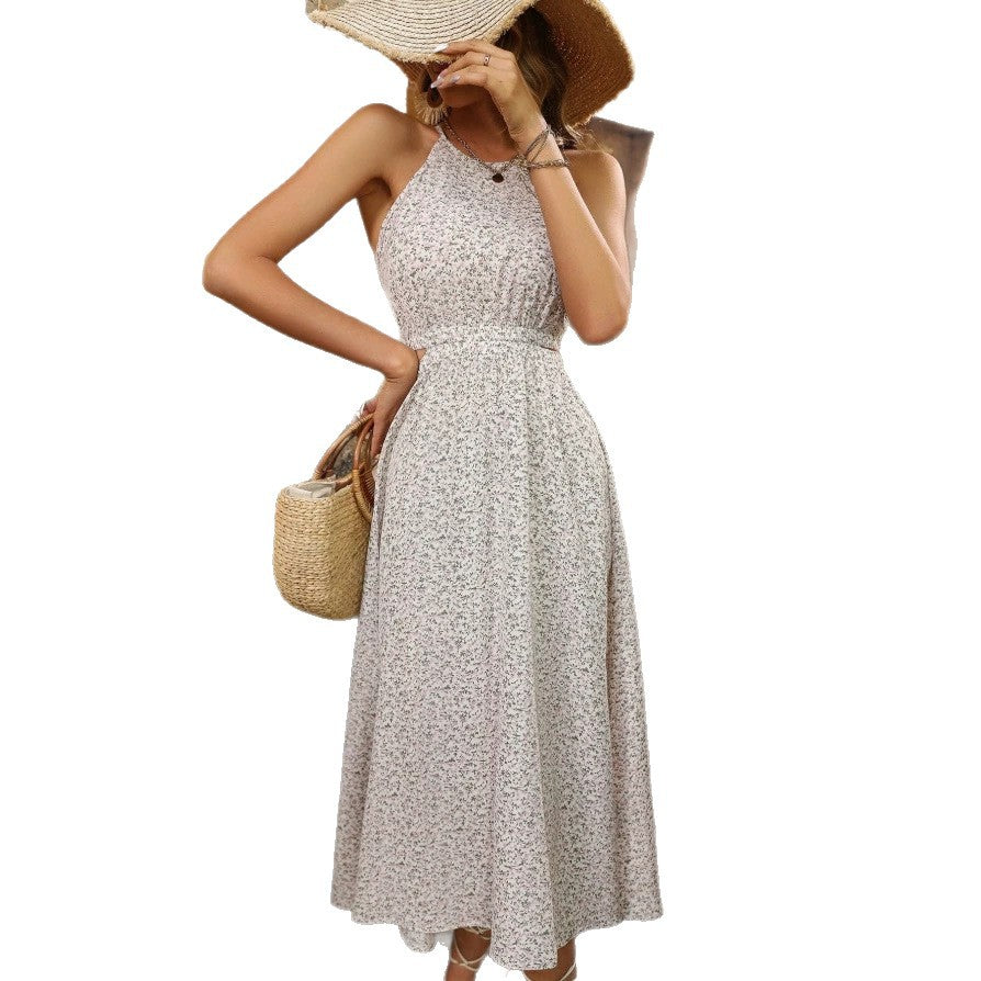 Damen Maxikleid mit floralem Design und schwingendem Saum EB