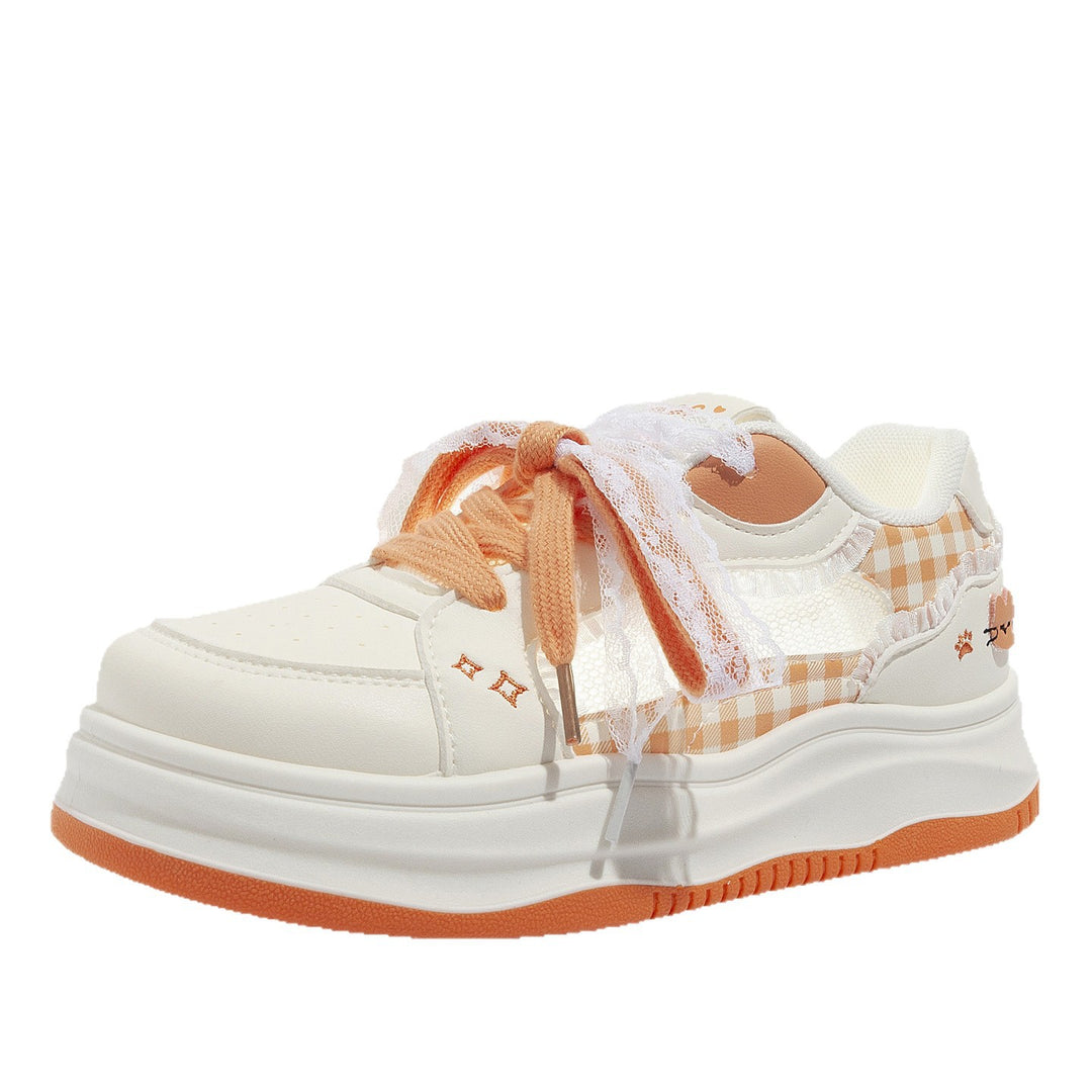 Damen Sportliche Sneakers mit verspielten Rüschen und trendigem Schnürsystem EB