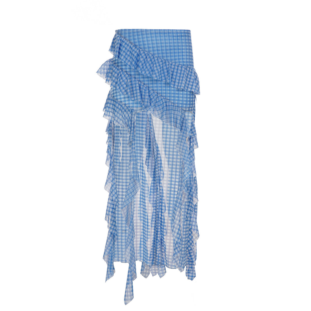 Damen Maxirock mit Rüschendetails und Vichy-Muster EB