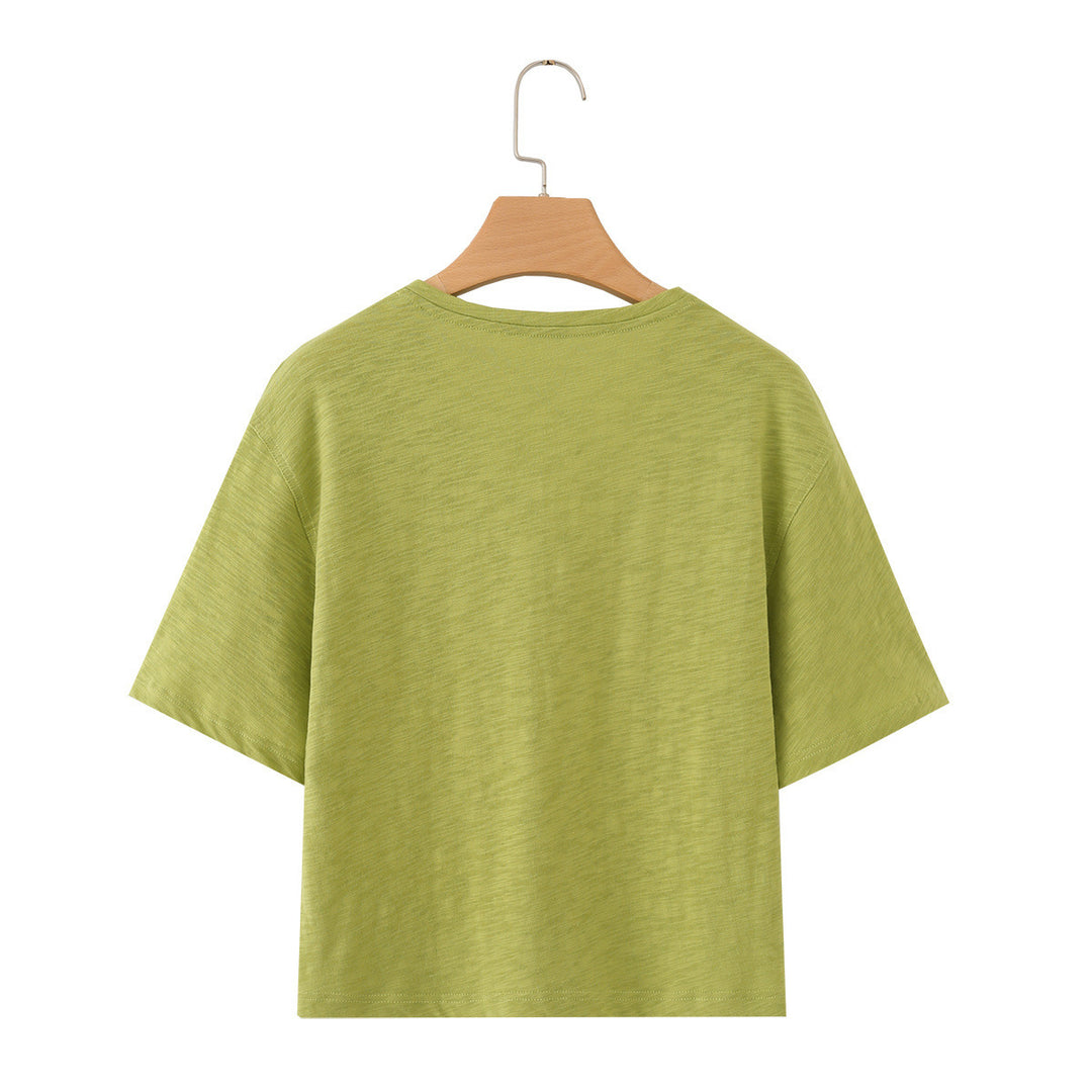 Damen lässiges T-Shirt mit V-Ausschnitt und luftiger Passform EB