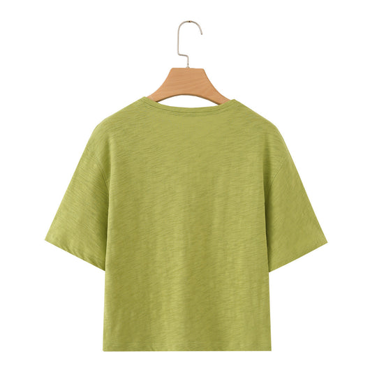 Damen lässiges T-Shirt mit V-Ausschnitt und luftiger Passform EB
