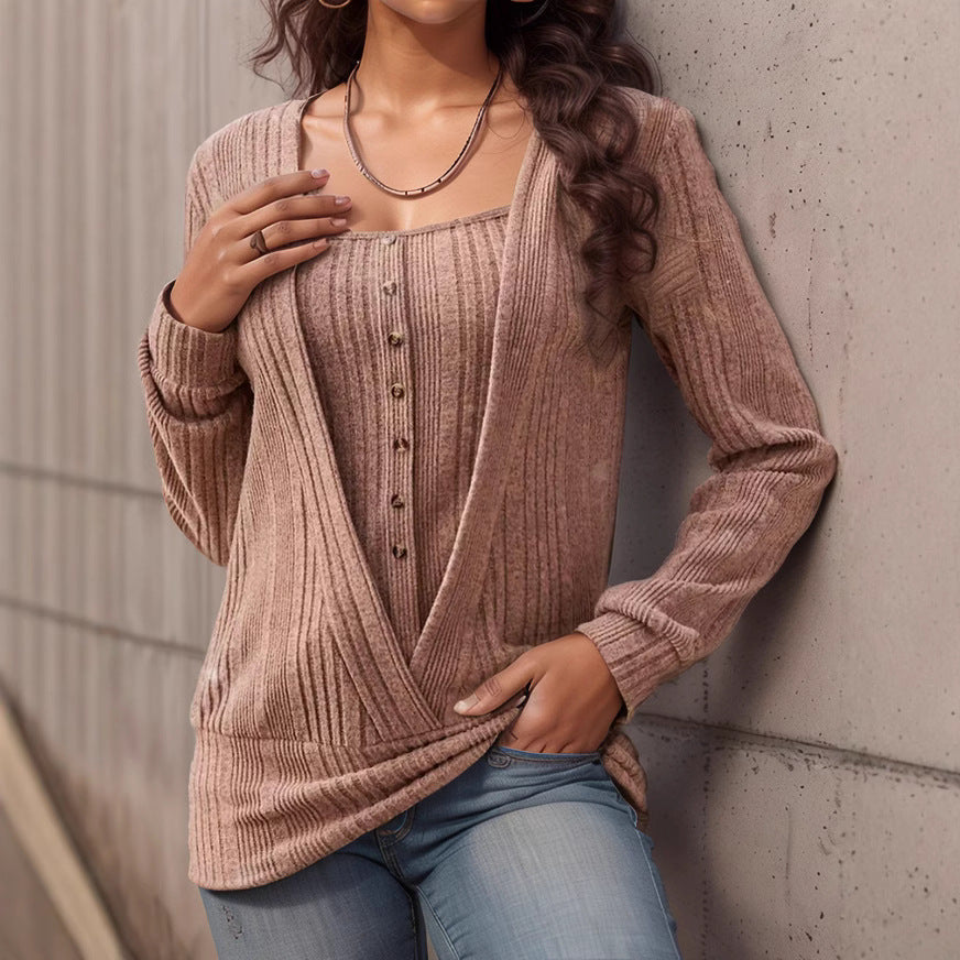 Damen Oversized Strickpullover mit modernem V-Ausschnitt EB