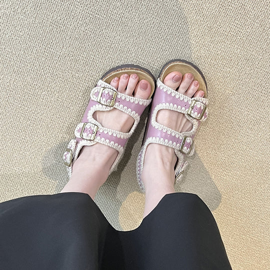 Damen bequeme Clogs mit verstellbaren Schnallen und ergonomischem Fußbett EB
