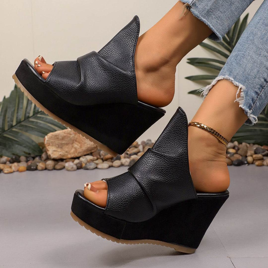 Damen Wedge-Pantoletten mit modernem Riemchen-Design und rutschfester Sohle EB