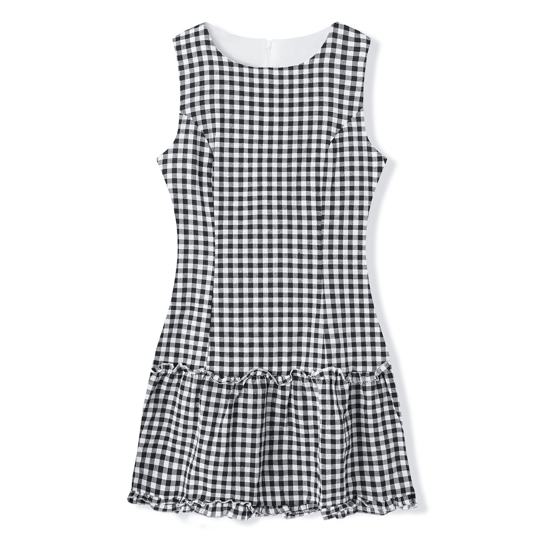 Damen Freizeitkleid mit Punkten und Rüschendetail EB