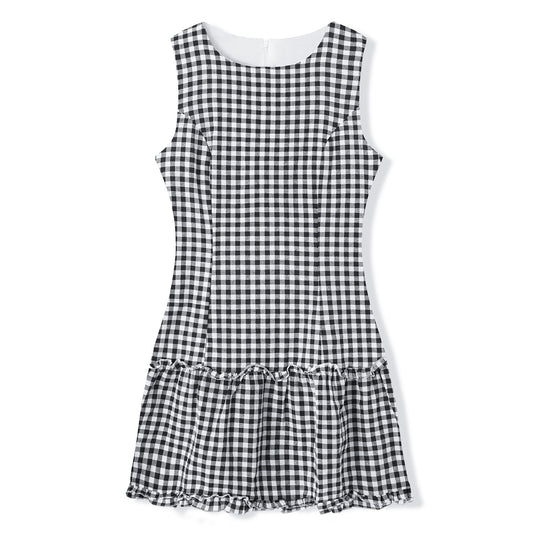 Damen Freizeitkleid mit Punkten und Rüschendetail EB