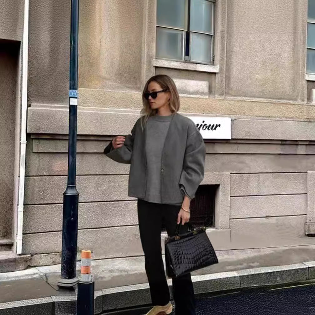 Damen oversized Wolljacke mit elegantem Schnitt und lässigem Look EB