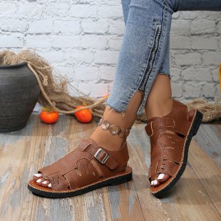 Damen Komfortable Riemchen-Sandalen mit verstellbaren Schnallen EB