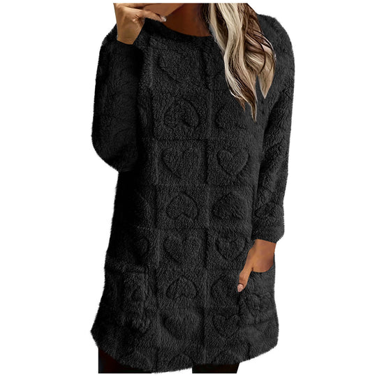 Damen Kuschelige Tunika mit Herzmuster EB