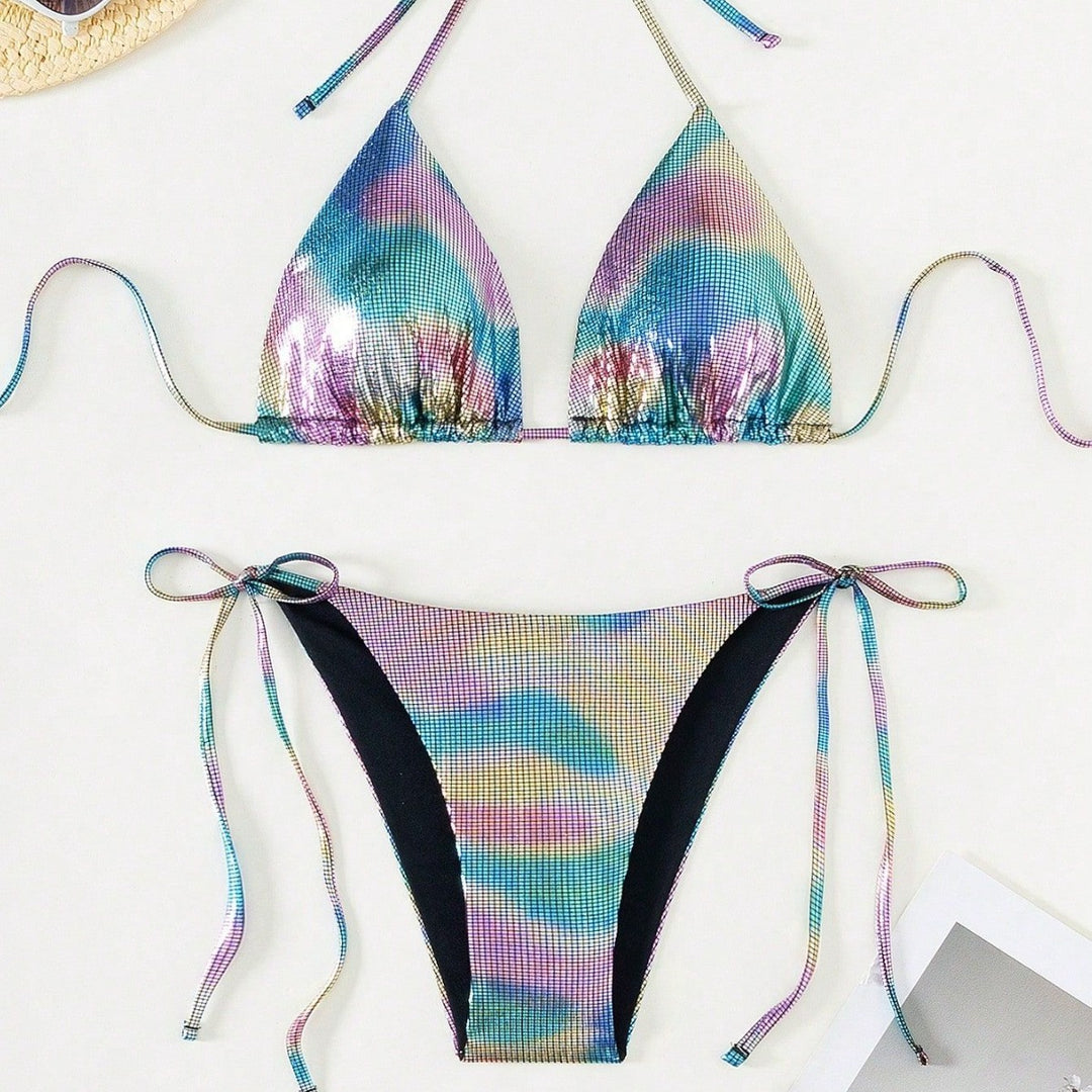 Damen Funktionsfähiger Triangel-Bikini mit stylischem Farbverlauf EB
