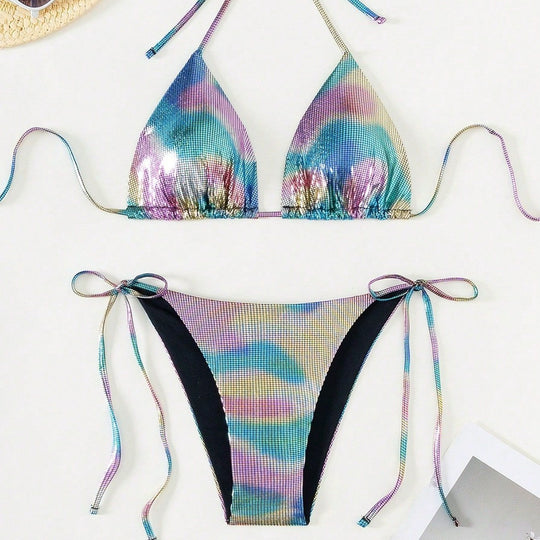 Damen Funktionsfähiger Triangel-Bikini mit stylischem Farbverlauf EB