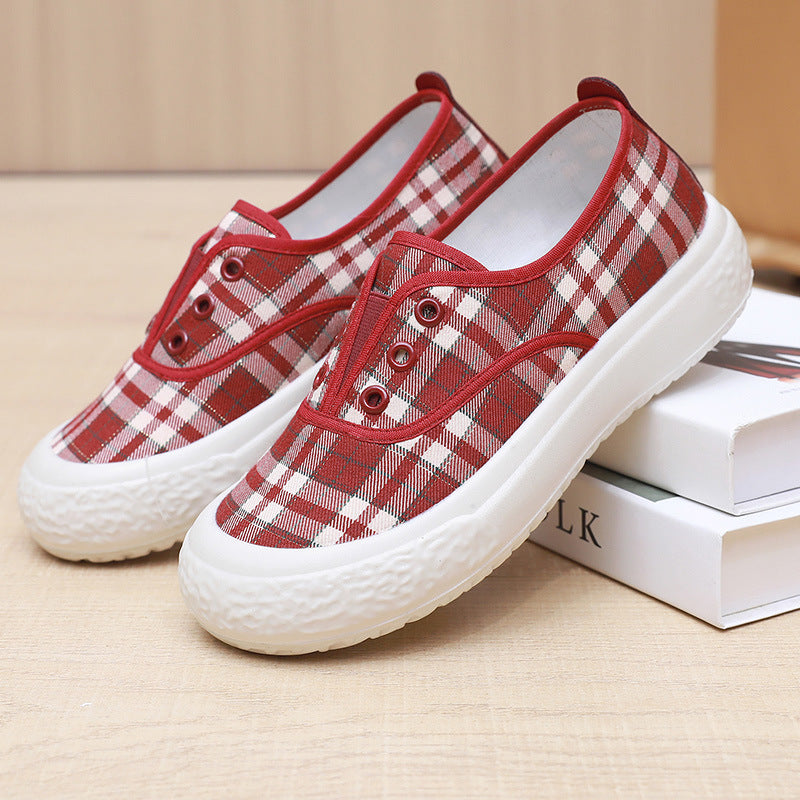 Damen Sportliche Slip-On Sneakers mit klassischem Karomuster EB