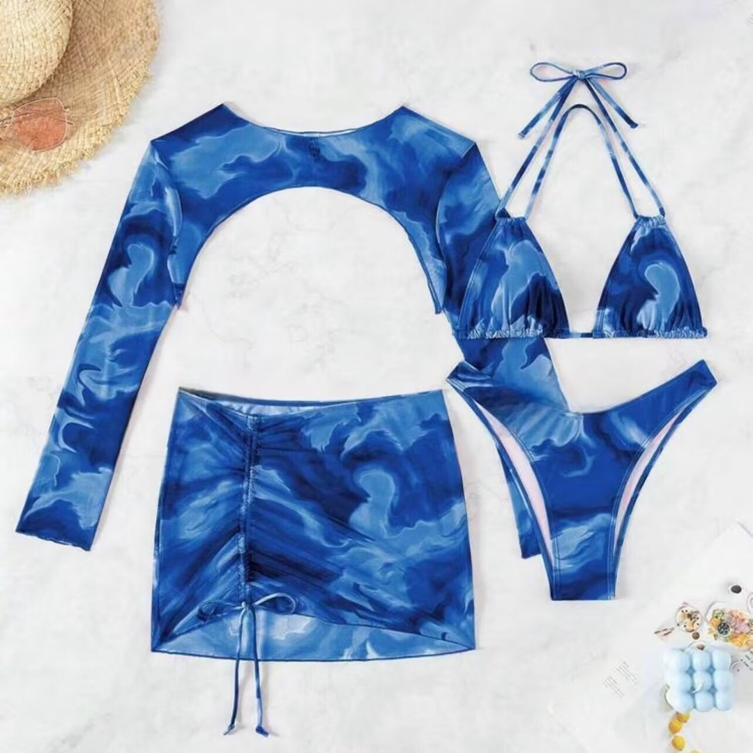Damen Bikini-Set mit raffiniertem Rückenausschnitt und modischer Wickelrock EB