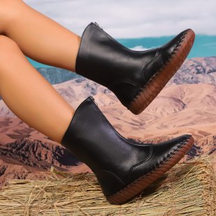 Damen nan knöchelhohe Stretch-Stiefelette mit handgenähter Mokassinnaht und profilierter Leichtlaufsohle EB
