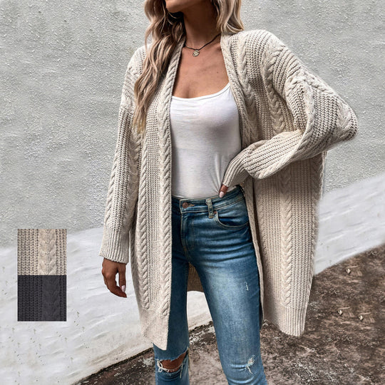 Damen Grobstrick Cardigan mit weitem Schnitt und strukturierter Optik EB