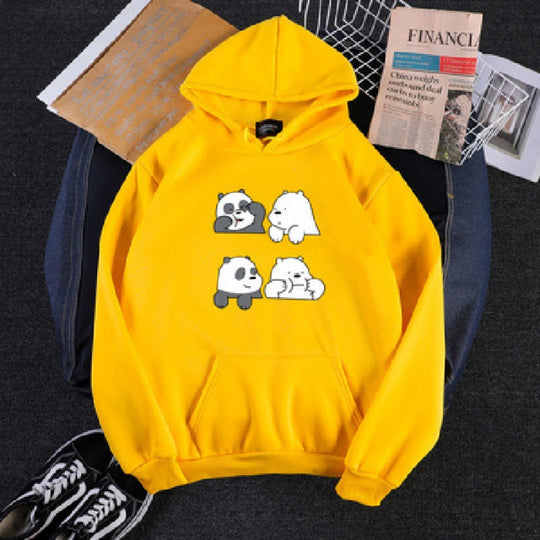 Unisex nan Kapuzenpullover mit niedlichem Comic-Tierprint, Kängurutasche und weichem Fleece-Innenfutter EB