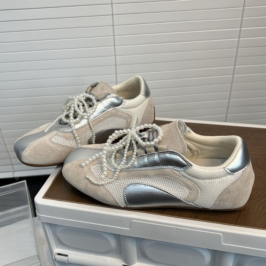 Damen modische Sneakers mit innovativem Perlen-Detail und atmungsaktivem Mesh-EB