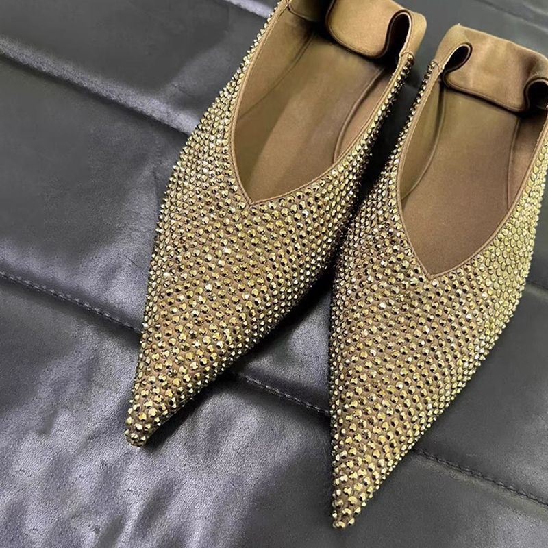 Damen elegante spitze Ballerinas mit glitzerndem Strassdesign EB