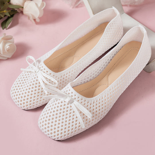 Damen Ballerinas mit großem Schleifen-Design und atmungsaktivem Obermaterial EB