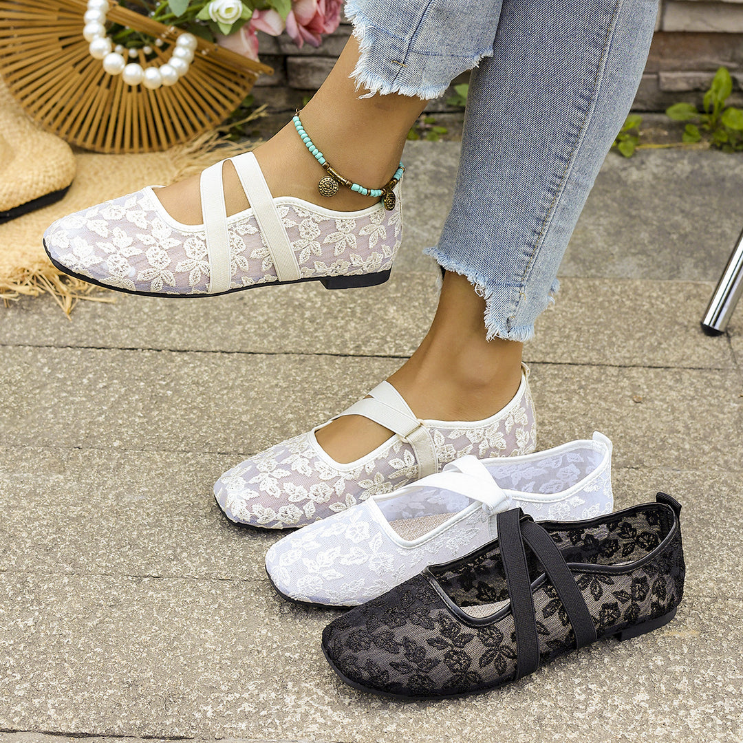 Damen Komfortable und modische Ballerinas mit verstellbaren Riemen EB