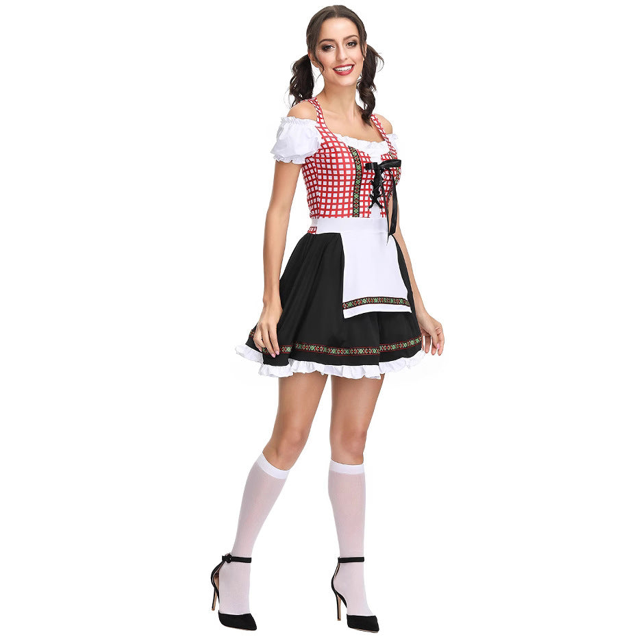 Damen Trachtenkleid mit verspielten Rüschen und detaillierter Schnürung EB
