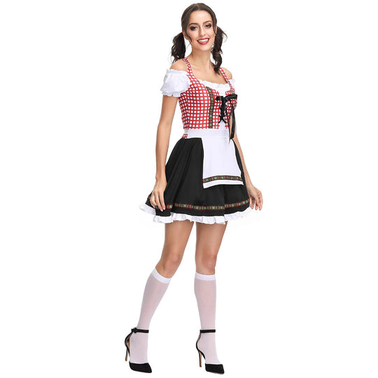 Damen Trachtenkleid mit verspielten Rüschen und detaillierter Schnürung EB