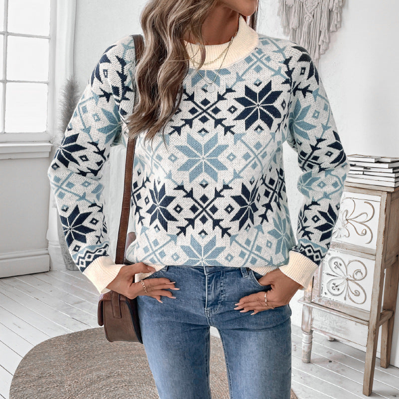 Damen gestrickter Pullover im Skandi-Stil EB