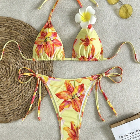 Damen Triangel-Bikini-Set mit floralen Akzenten EB