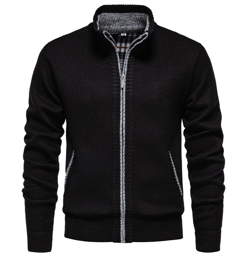 Herren sportliche Strickjacke mit Stehkragen EB