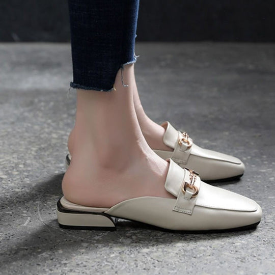 Damen Elegante Loafers mit modischem Kettenverschluss EB