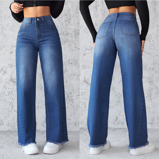 Damen Weite High-Waist Jeans im modernen Vintage-Look EB