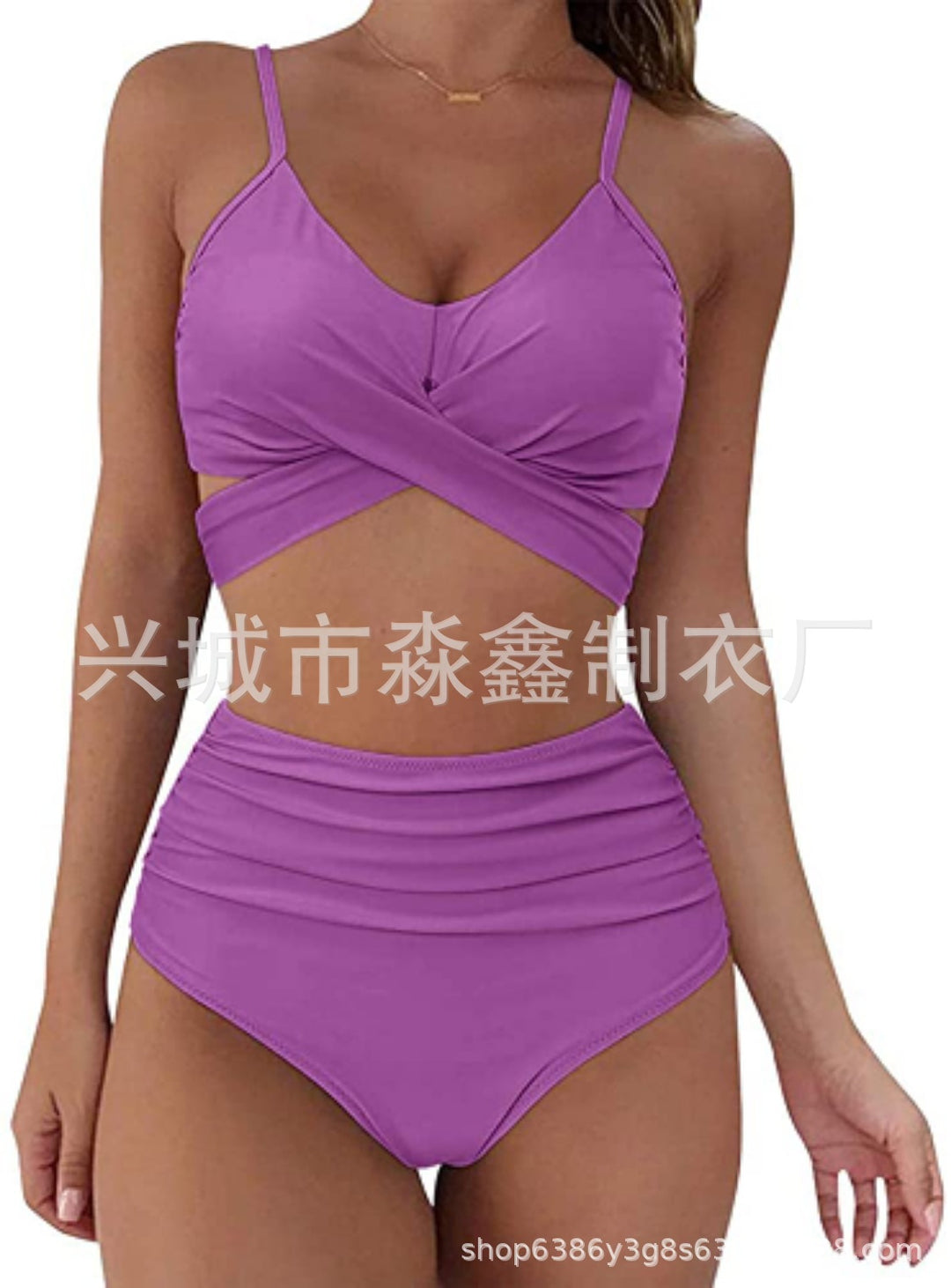 Damen Crop-Top Bikini-Set mit geflochtenem Design EB