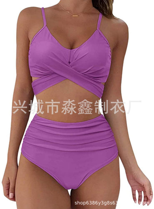 Damen Crop-Top Bikini-Set mit geflochtenem Design EB