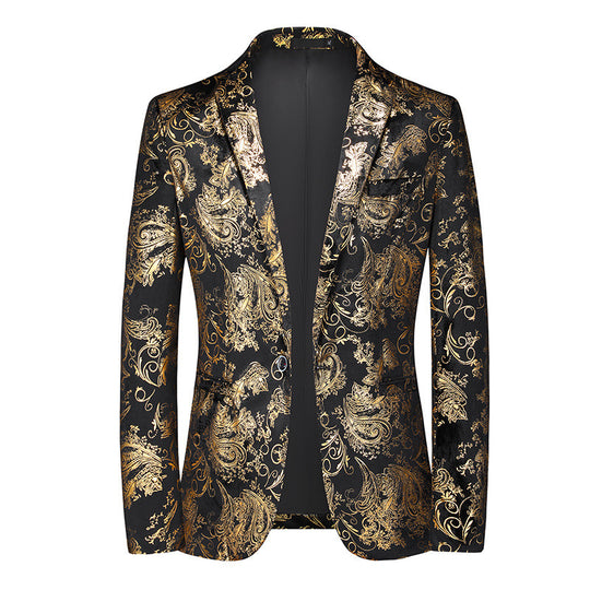 Herren nan ornamentaler Smokingblazer mit Schalkragen, Slim-Fit und edlem Paisley-Druck EB