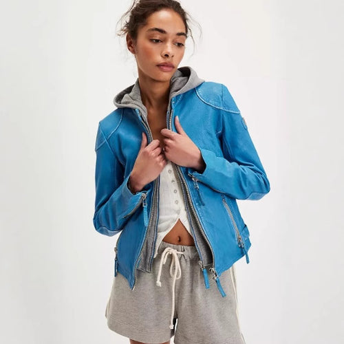 Damen stylische jacke mit abnehmbarer Kapuze EB