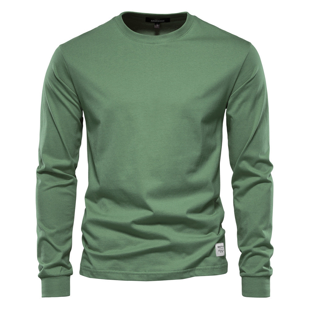 Herren nan klassisches langärmliges Baumwollshirt mit Rundhalsausschnitt und elastischen Bündchen EB