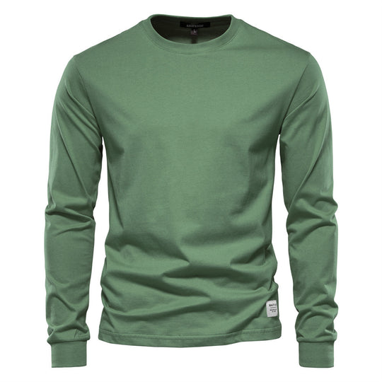 Herren nan klassisches langärmliges Baumwollshirt mit Rundhalsausschnitt und elastischen Bündchen EB