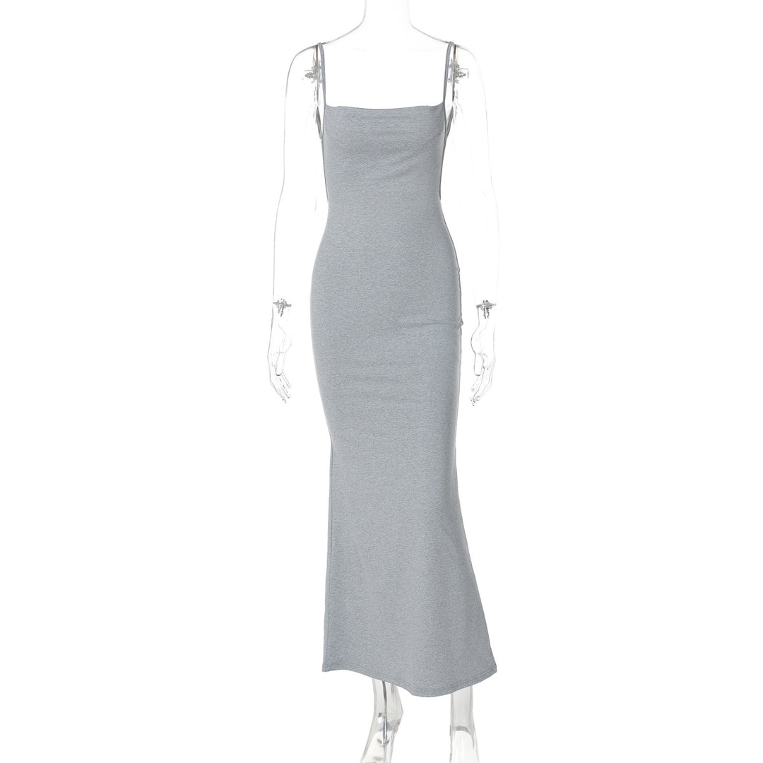 Damen Figurbetontes Langkleid mit schmalen Spaghetti-Trägern EB
